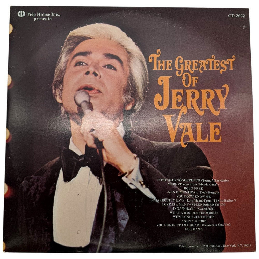 Jerry Vale The Greatest of Jerry Vale 2-LP Vinyl Record Set 1974 CD 2022 Good